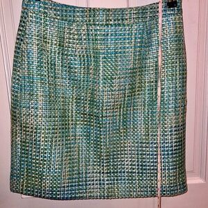 Halogen Tweed Straight Skirt Multicolor white blue and green Size 8 Pencil Skirt